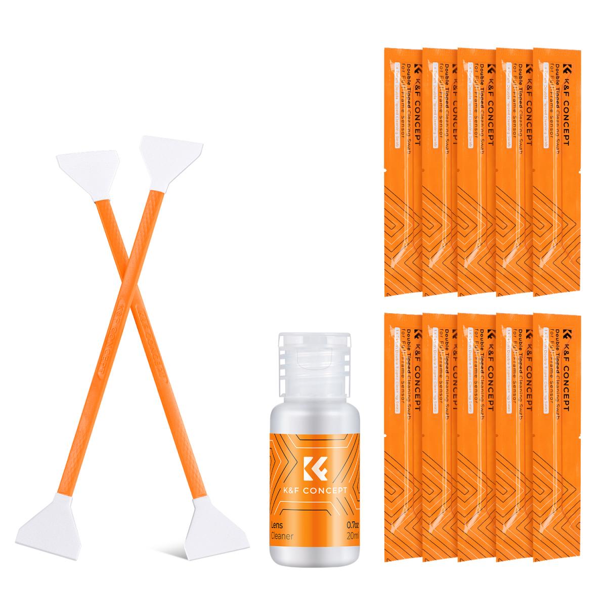 کیت تمیز کننده دو سر سنسور K&F Concept 10pcs Kit Double-Tipped Full Frame Sensor Cleaning Swabs SKU.1965 به همراه مایع